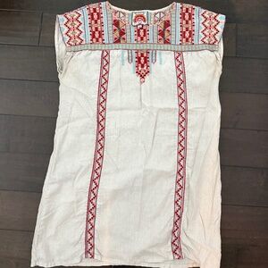 Johnny Was Embroidered Linen Mini Dress